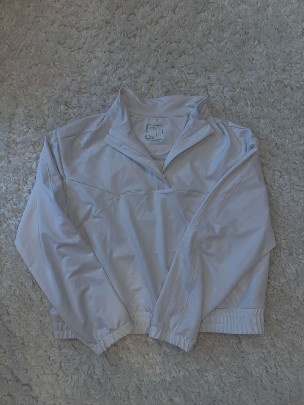 Lucky in Love White Quarter-Zip Bomber Pullover